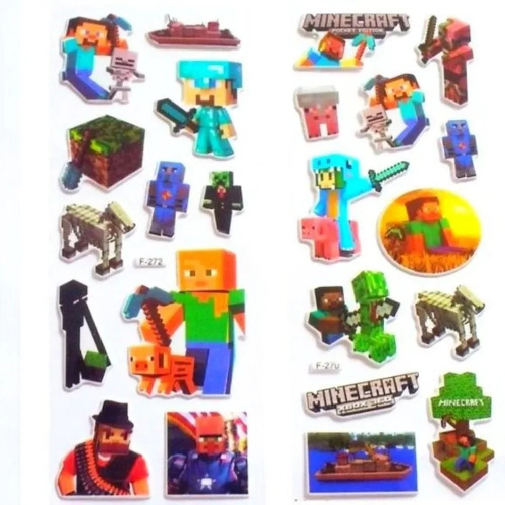 PUFFY MINECRAFT VIDEO GAME STICKERS PARTY FAVORS BUBBLE FOAM POP ADHESIVES (3)